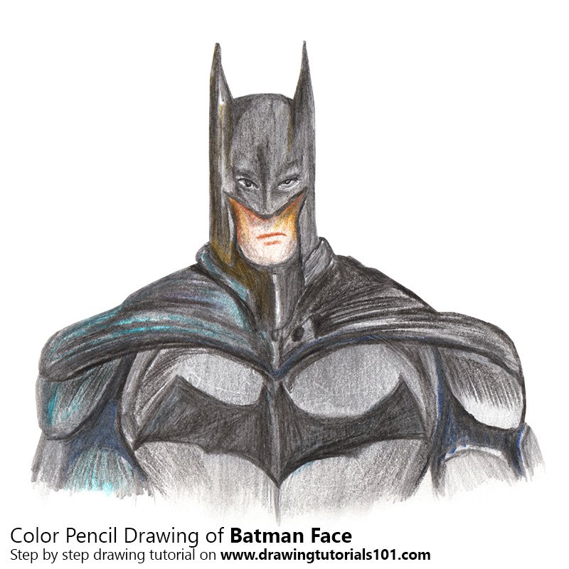800x800 Batman Face Colored Pencils - Batman Face Drawing