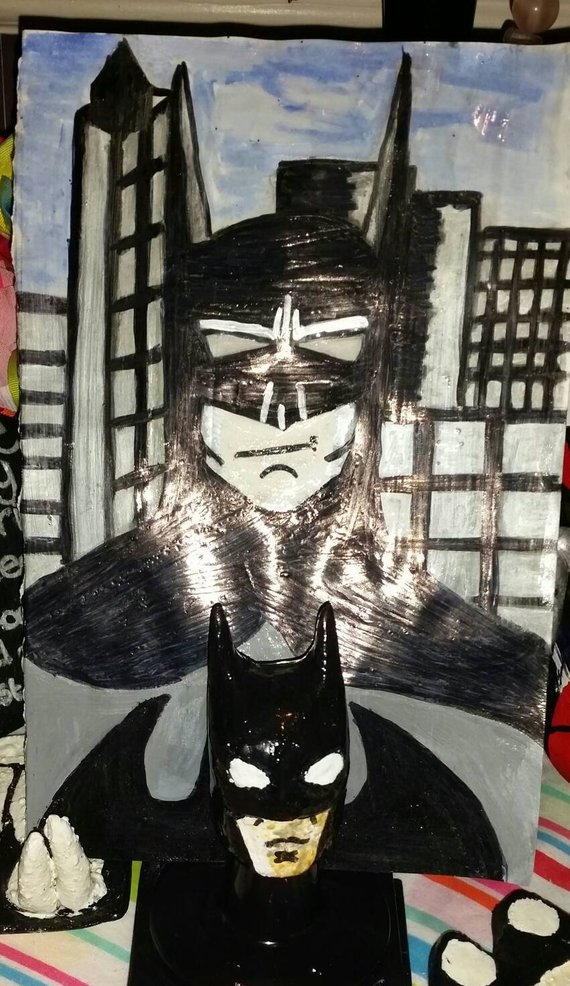 570x986 Batman Head And Drawing Etsy - Batman Head Drawing