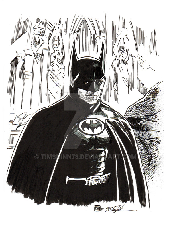 600x800 Batman Returns Ink Drawing Commission - Batman Ink Drawing