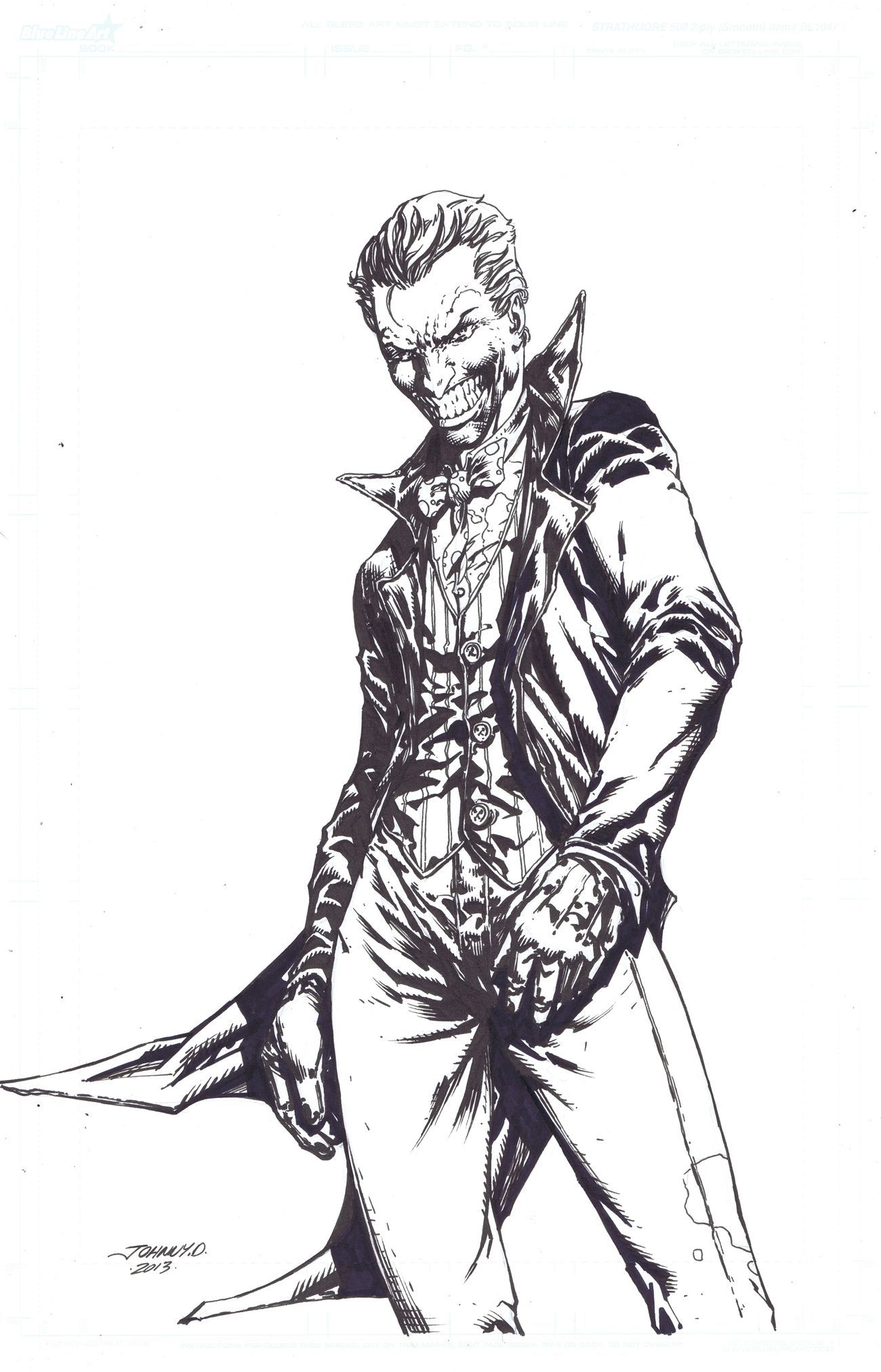 1300x2024 Joker Ink Drawing Nikkol Jelenic Art - Batman Ink Drawing