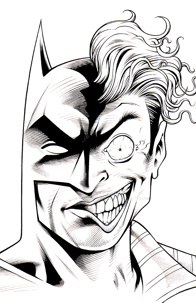 647x1000 Bw Batman Joker Mostafaink - Batman Joker Drawing