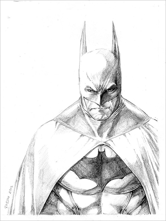 585x776 Fantastic Batman Drawings Download! Free Premium Templates - Batman Line Drawing