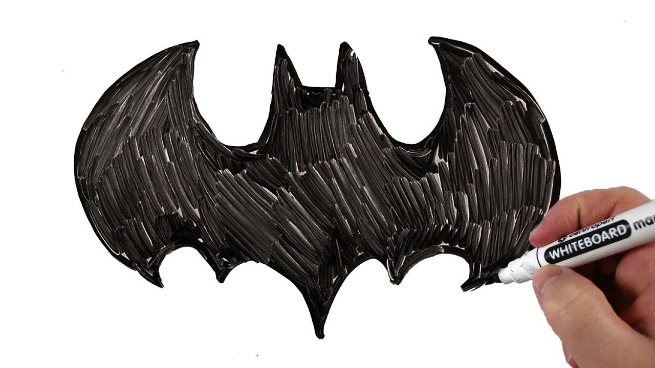 1280x720 How To Draw Batman Logo Easy For Kids Drawing On A Whiteboard - Batman Logo Drawing