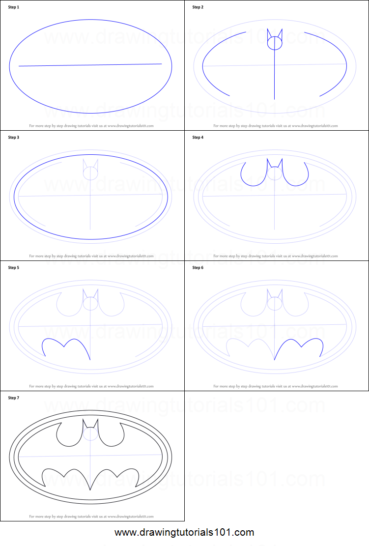 751x1111 How To Draw Batman Logo Printable Step - Batman Logo Drawing