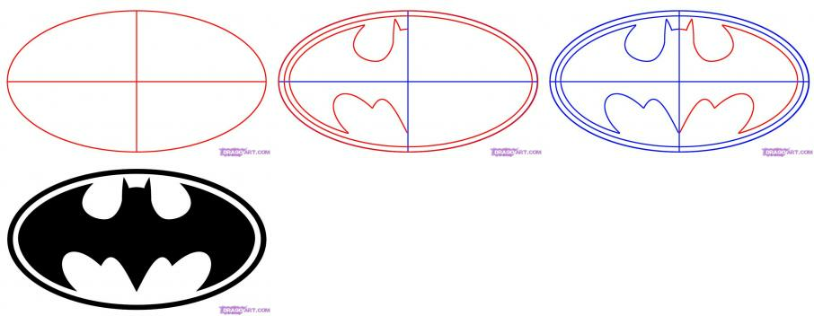 906x352 How To Draw Batman Logo How To Draw Batman Logos Template - Batman Logo Drawing