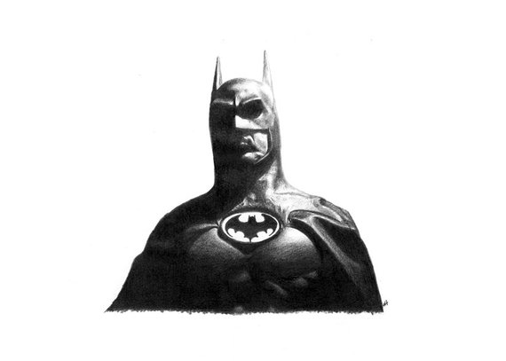 570x407 Batman Pencil Drawing Etsy - Batman Pencil Drawing