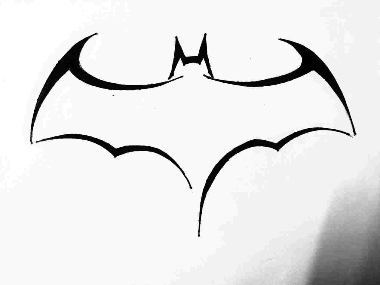 1264x948 Easy To Draw Batman Symbol On Etsy Halloween Stencils - Batman Symbol Drawing
