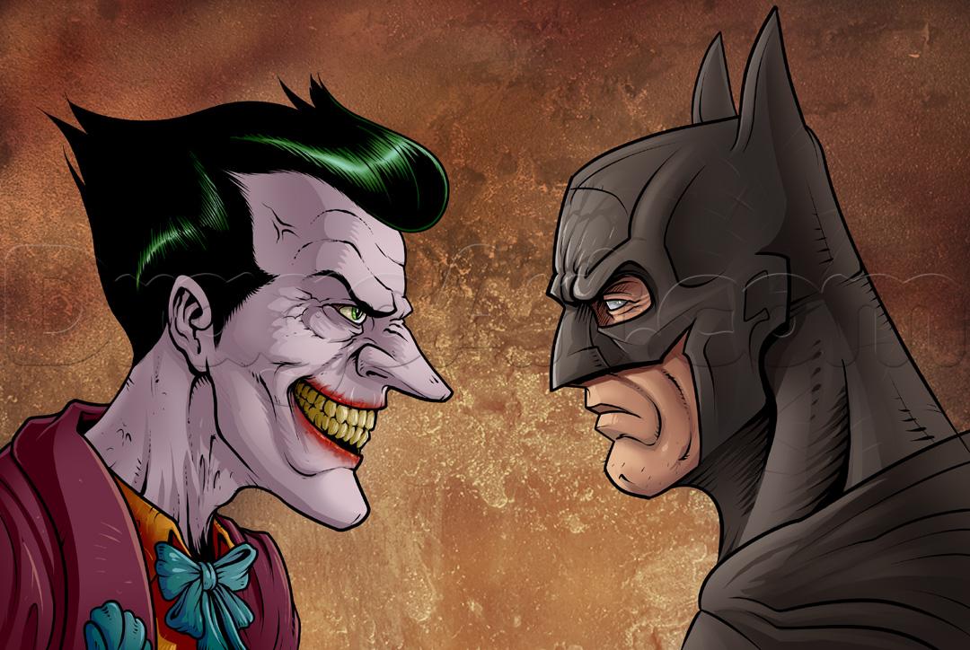 1080x724 How To Draw Batman And The Joker, Step - Batman Vs Joker Drawing