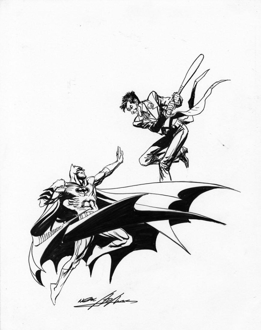 869x1100 Neal Adams Batman Vs Joker - Batman Vs Joker Drawing
