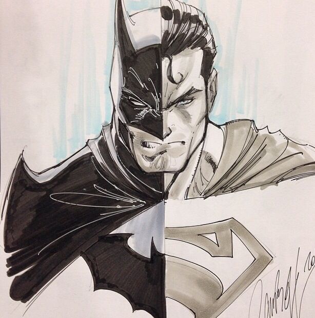 614x620 Batmansuperman Dc Characters Batman, Superman Drawing, Superhero - Batman Vs Superman Drawing