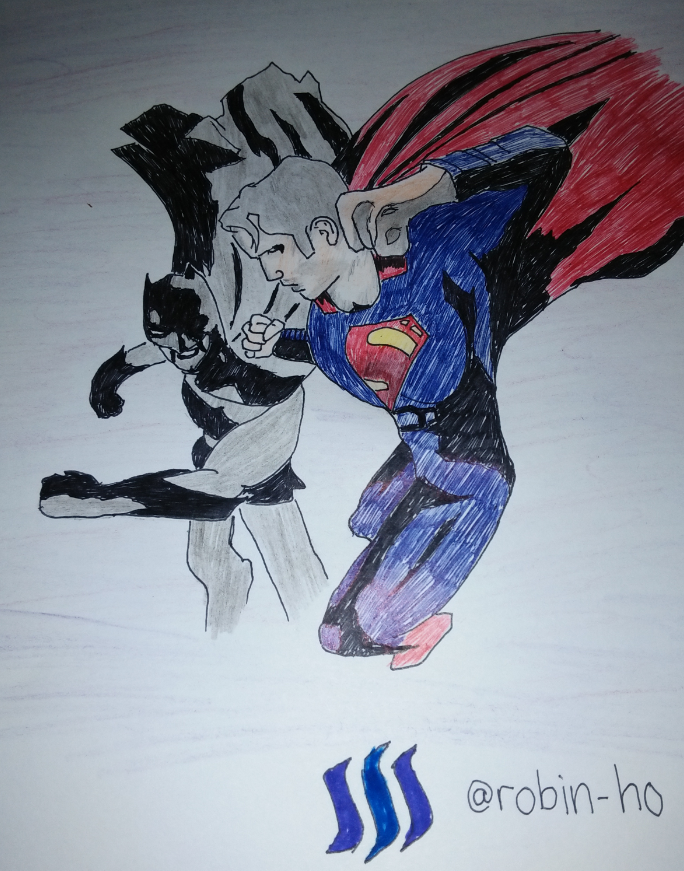 684x871 Novice Drawing Batman Vs Superman Steemit - Batman Vs Superman Drawing
