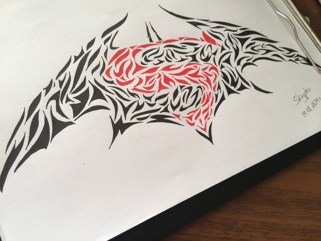 1032x774 Batman Vs Superman Logo Tribal - Batman Vs Superman Logo Drawing