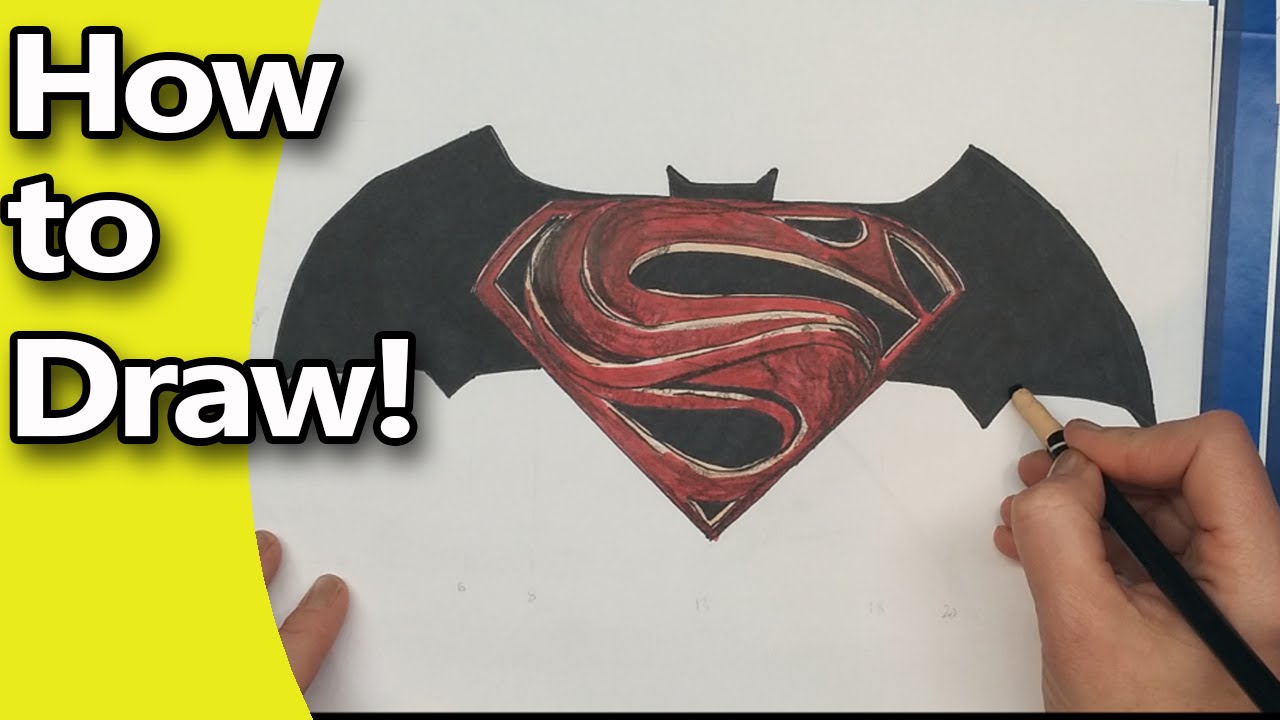 1280x720 How To Draw The Batman Vs Superman Logo Step - Batman Vs Superman Logo Drawing