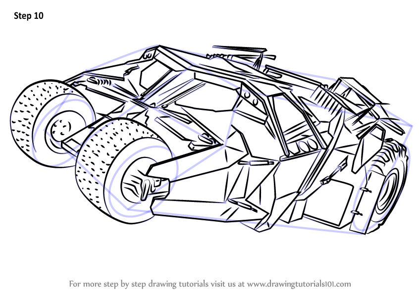846x600 Learn How To Draw Batmobile Dark Knight - Batmobile Drawing