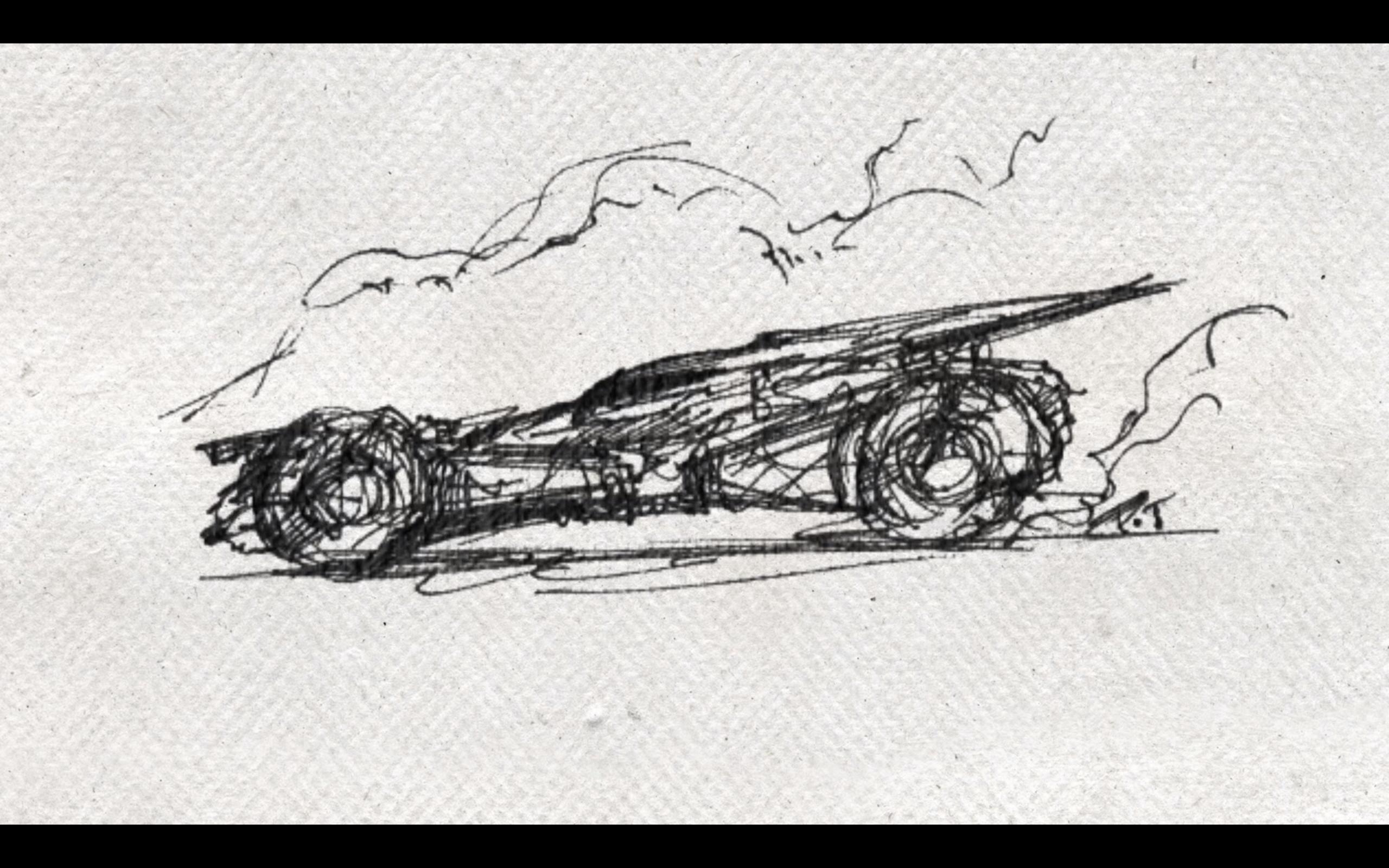 2560x1600 One Of The First Drawings Of The Bvs Batmobile, Drawn - Batmobile Drawing