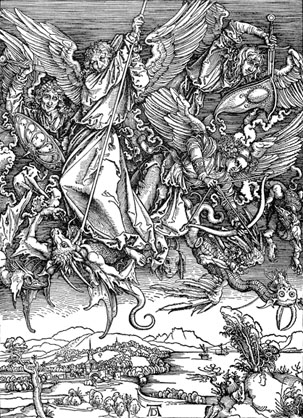 303x418 great battle in heaven drawing - Battle Drawing