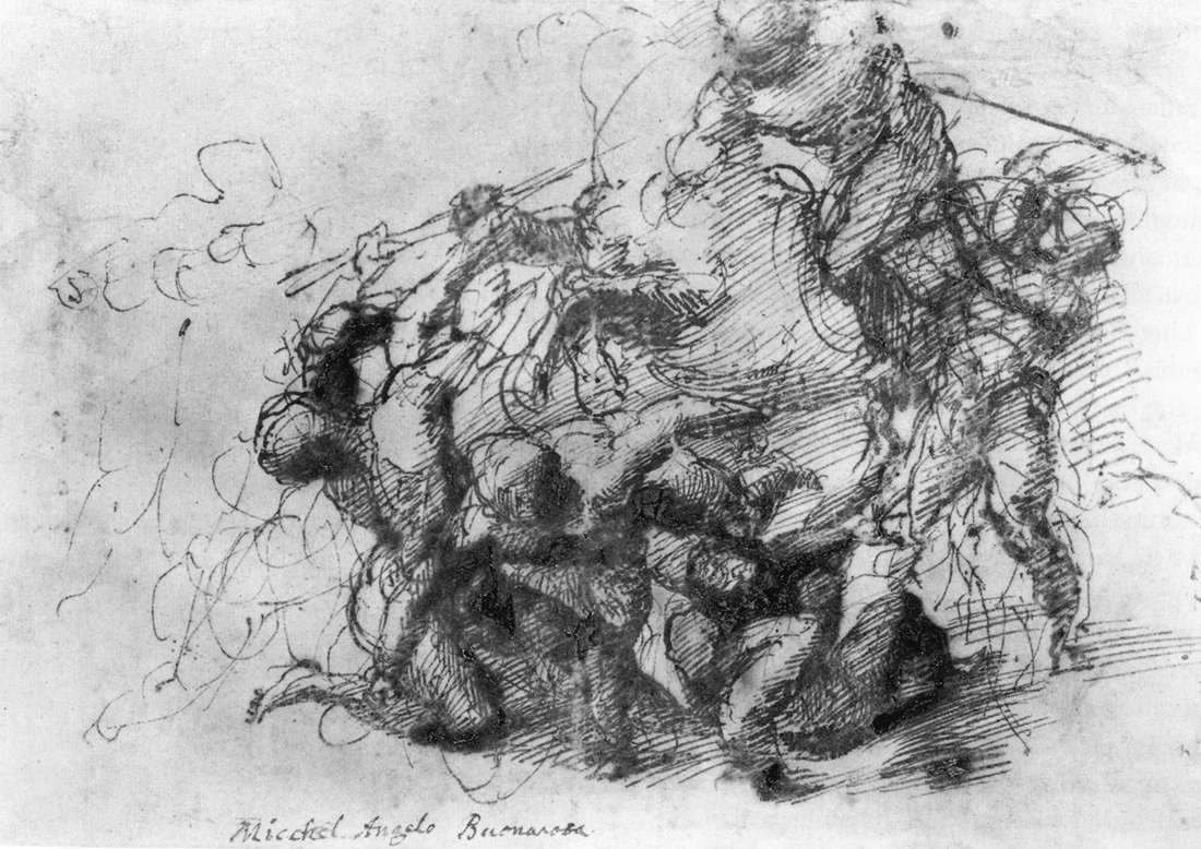1100x778 studies for the battle of cascina - Battle Drawing
