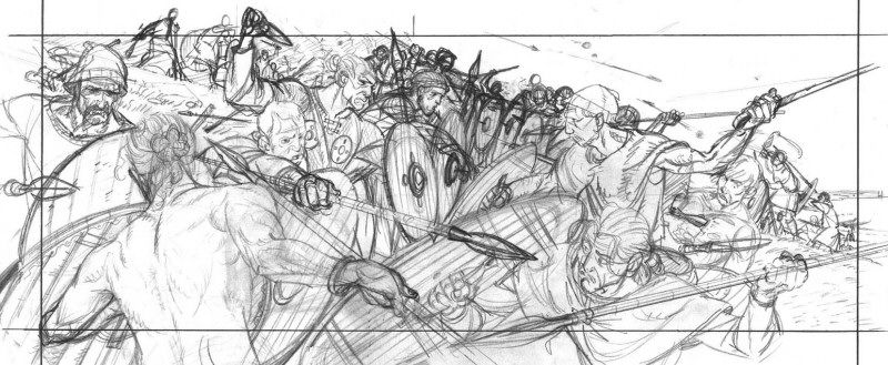 800x329 Drawing Scenes With A Lot Of Characters - Battle Drawing