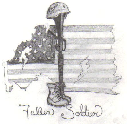 443x434 Fallen Soldier Battle Cross Tattoo Soldier Tattoo, Soldier - Battlefield Cross Drawing