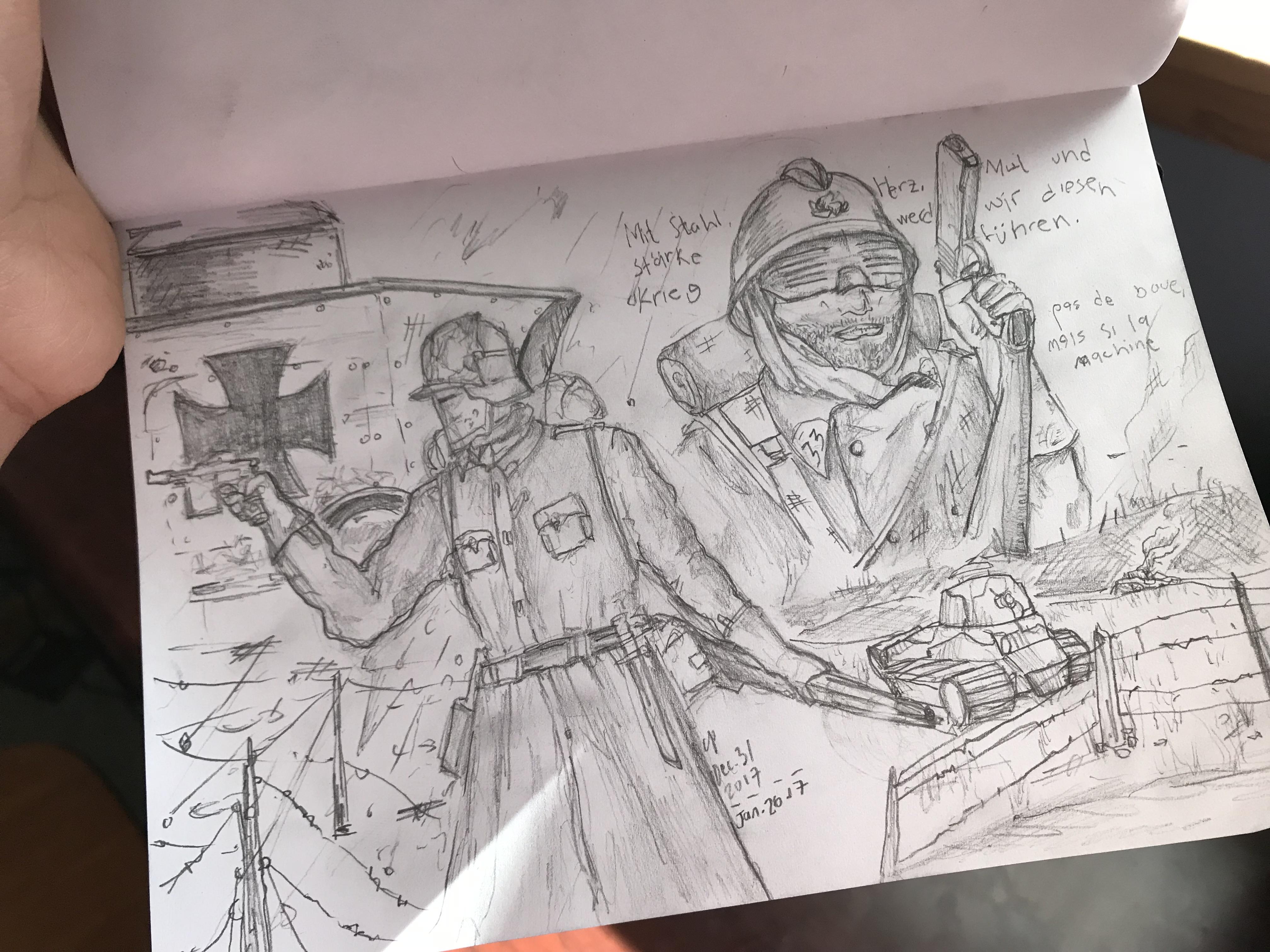 4032x3024 A Drawing I Loosely Based Off Featuring A German And French - Battlefield Drawing