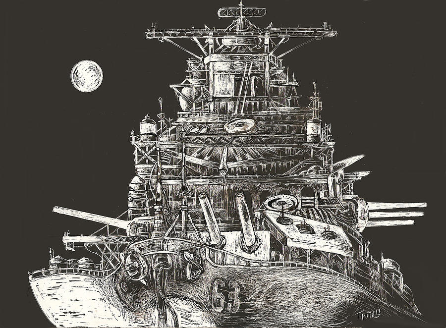 900x662 the enforcer uss iowa drawing - Battleship Drawing