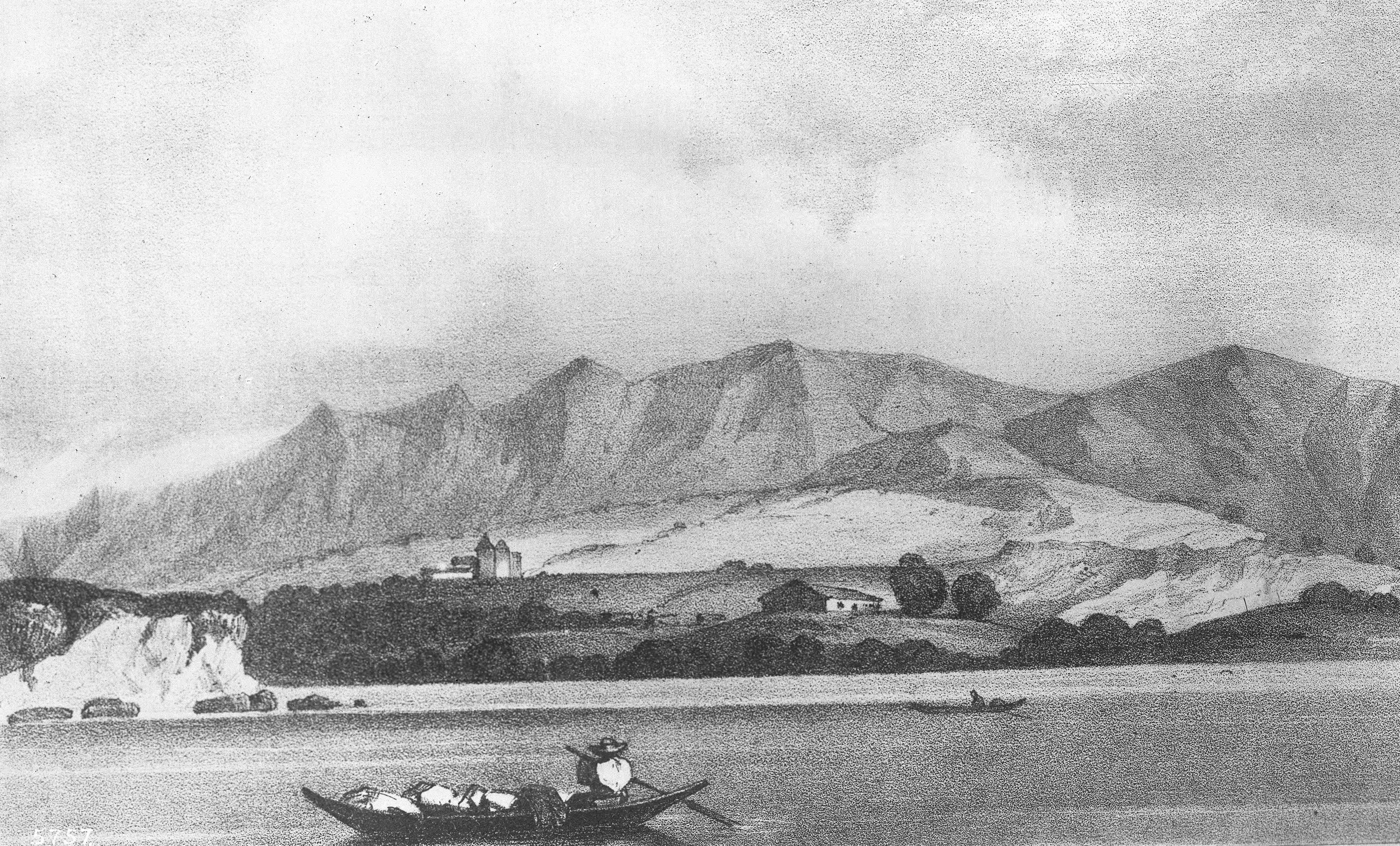 4781x2889 filedrawing of a view of mission santa barbara from the bay area - Bay Drawing