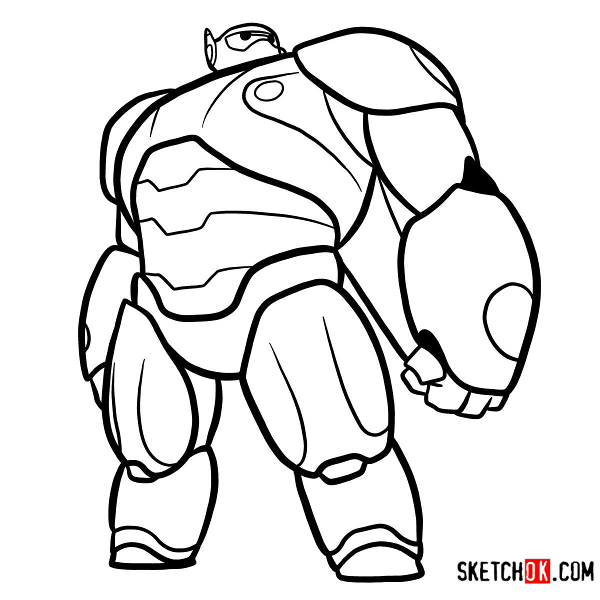 1200x1200 How To Draw Baymax In His Red Armored Suit - Baymax Drawing