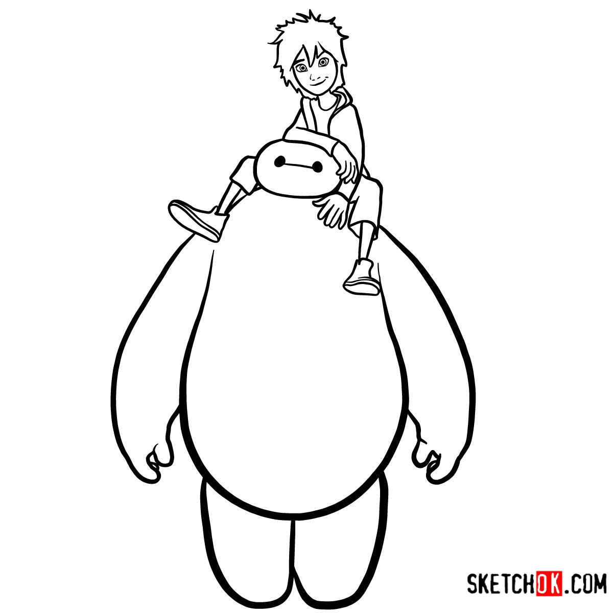 1200x1200 How To Draw Hiro Hamada And Baymax Together Big Hero - Baymax Drawing
