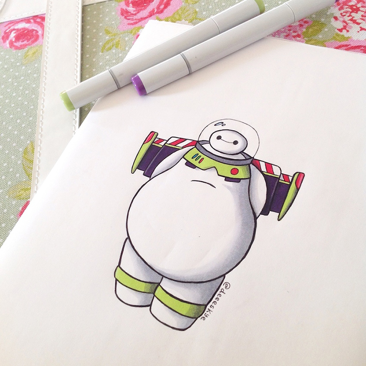 750x750 Illustrations Of Baymax From 'big Hero Dressed As Other Popular - Baymax Drawing