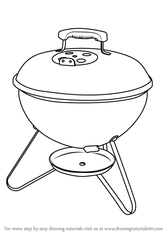 567x800 learn how to draw portable charcoal grill bbq - Bbq Drawing