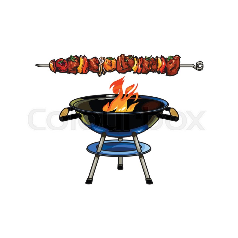 800x800 round barbecue, bbq charcoal grill stock vector colourbox - Bbq Drawing