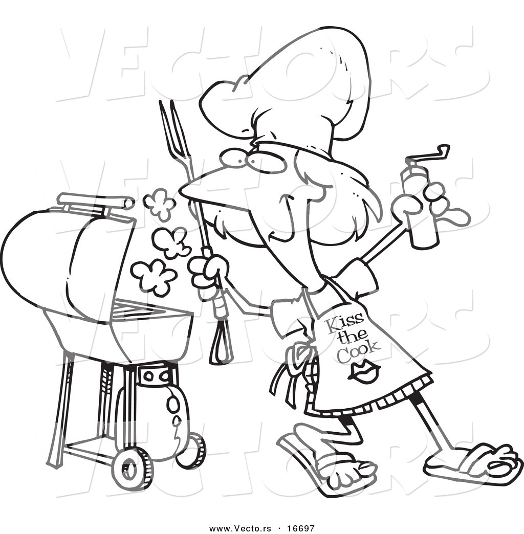 1024x1044 vector of a cartoon girl holding a pepper grinder - Bbq Drawing