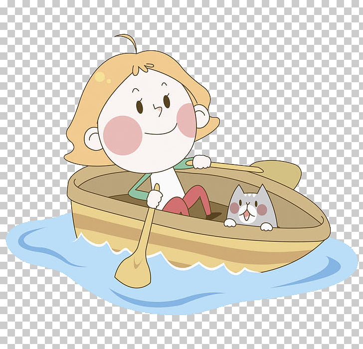 728x700 cartoon drawing beach illustration, rowing girl png clipart free - Beach Cartoon Drawing