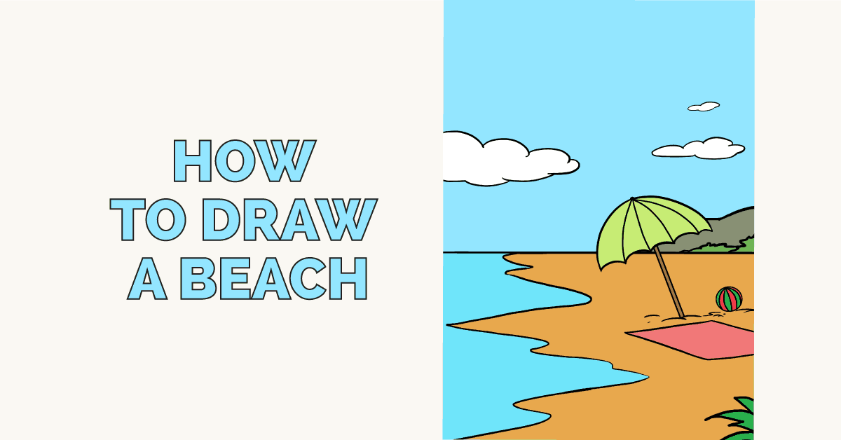 1200x628 How To Draw A Beach - Beach Cartoon Drawing
