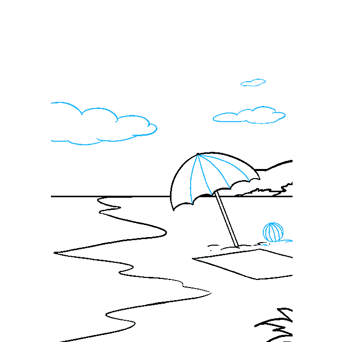 680x678 How To Draw A Beach - Beach Drawing