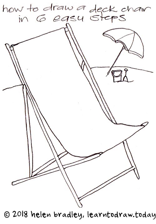 500x715 How To Draw A Beach Chair In Six Steps Learn To Draw - Beach Drawing Easy