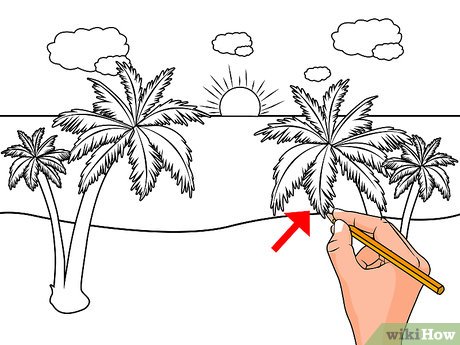 460x345 How To Draw A Beach Scene Steps - Beach Drawing Easy