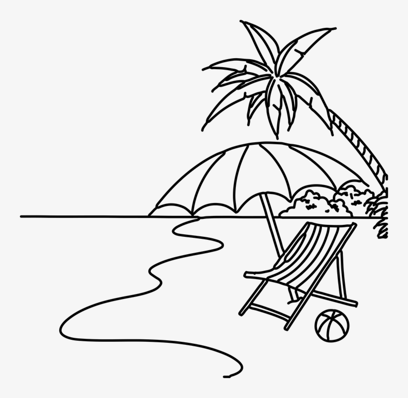 820x800 the beach png black and white transparent the beach - Beach Drawing Easy