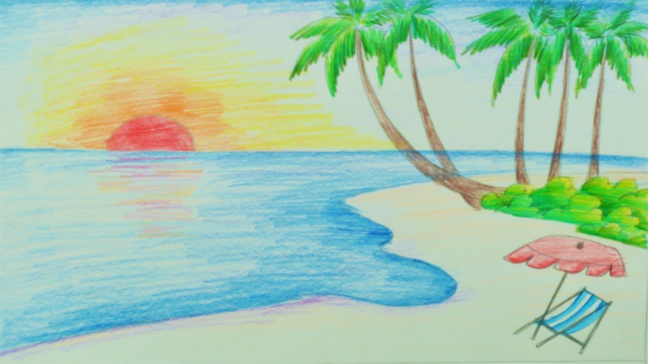 Beach Drawing Pictures at Explore collection of