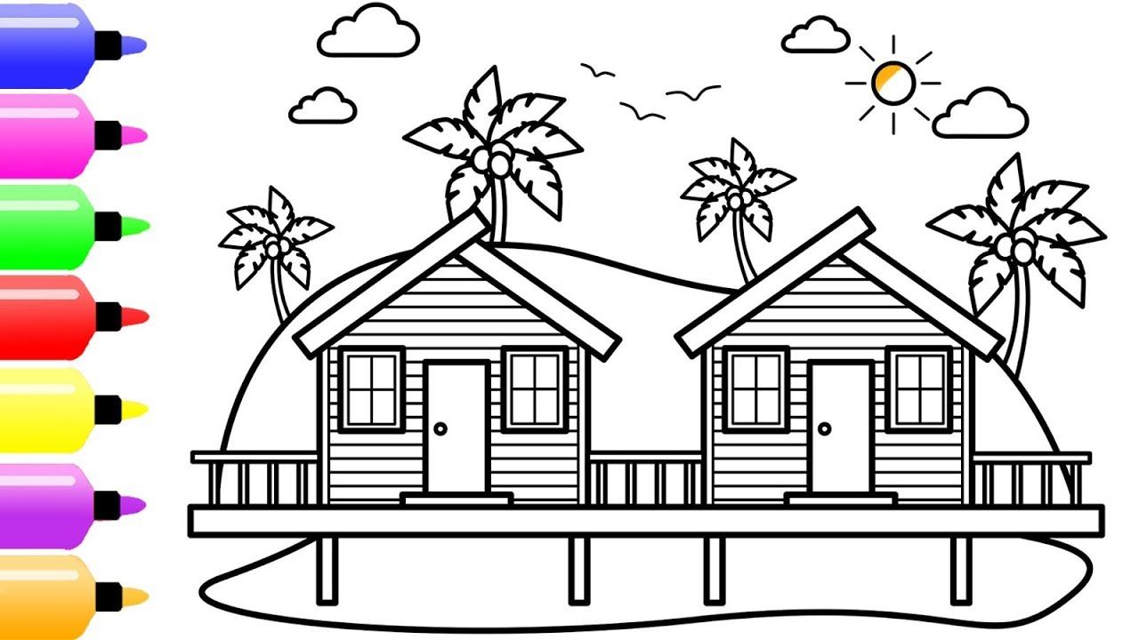 Beach House Drawing at PaintingValley.com | Explore collection of Beach ...