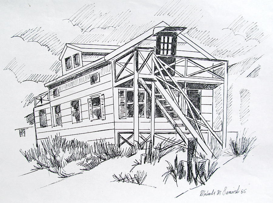 900x670 Manasquan Beach House Sketch Drawing - Beach House Drawing