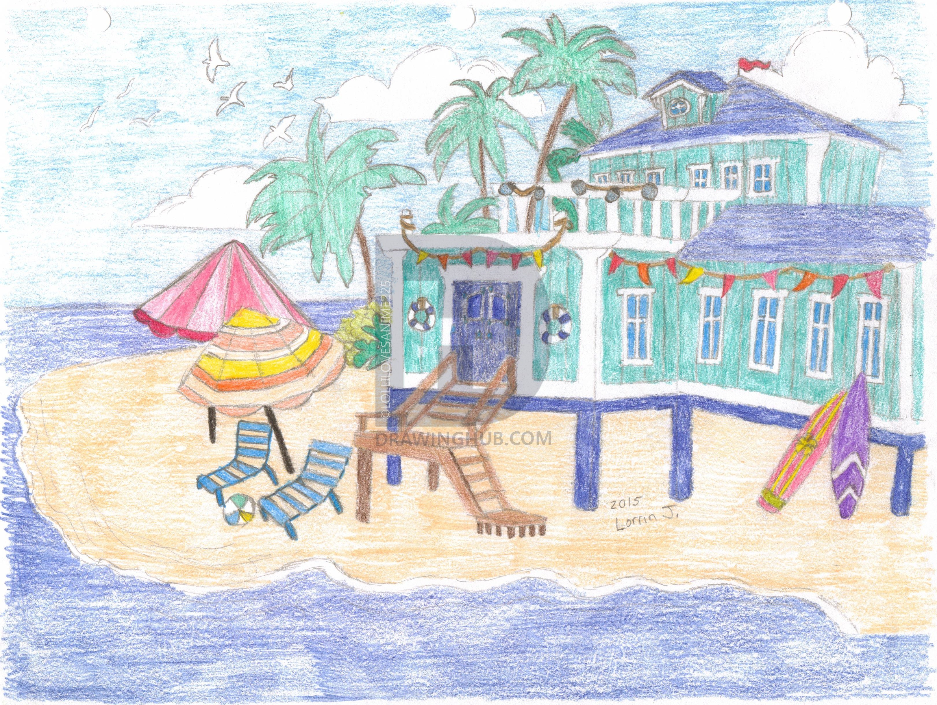 3242x2440 Beach House Drawing - Beach House Drawing