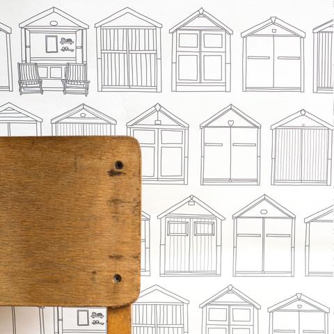480x480 Beach Hut Wallpaper Joanna Corney - Beach Hut Drawing