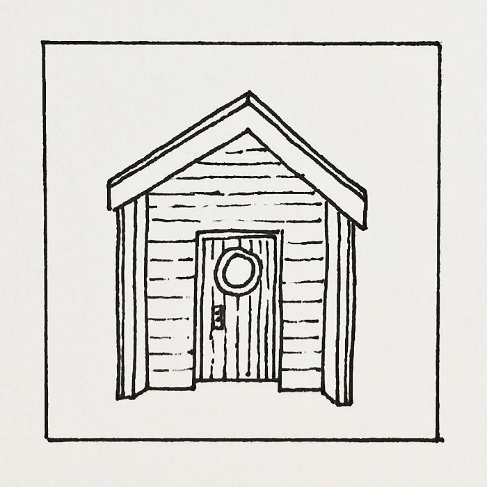 700x700 Beach Huts Line Drawing Alison Collins - Beach Hut Drawing