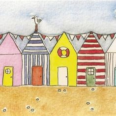 236x236 best beach huts images drawings, beach huts art, beach watercolor - Beach Hut Drawing