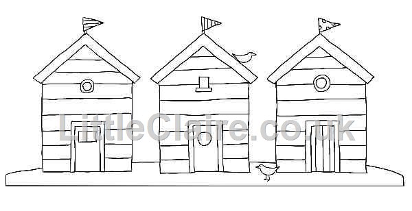 600x308 Digital Download Beach Huts - Beach Hut Drawing