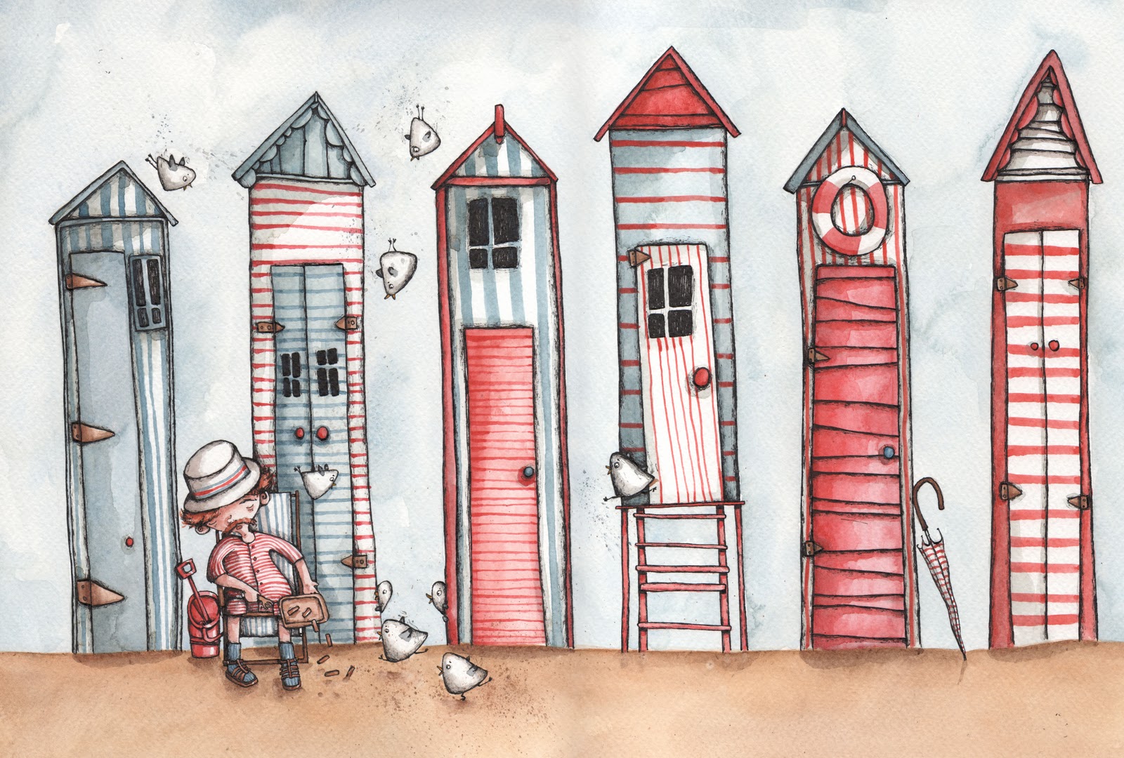 1600x1080 Jo De Ruiter Illustration Grandpa - Beach Hut Drawing