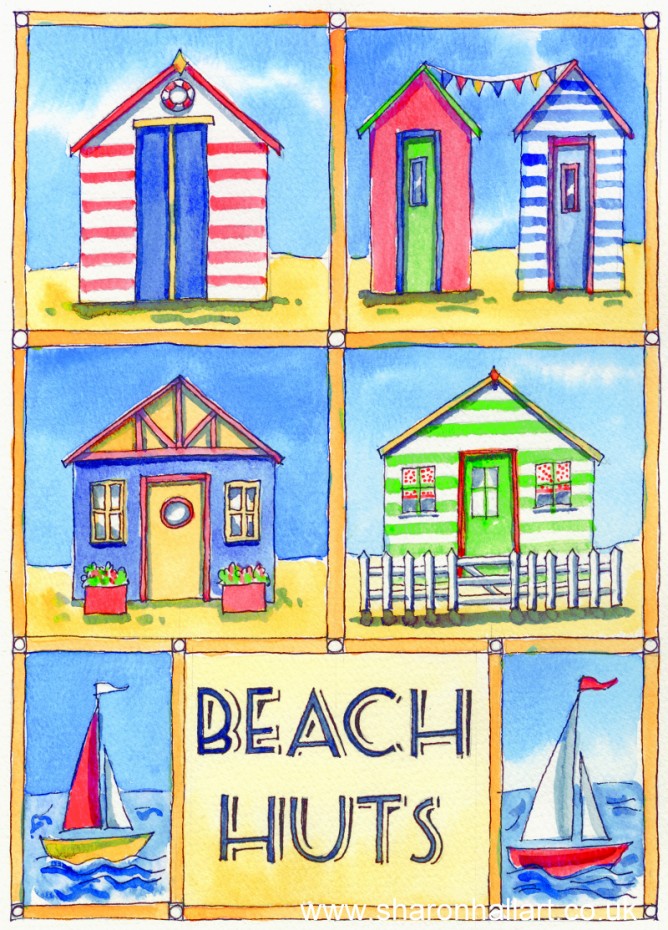 668x930 Sharon Hall - Beach Hut Drawing