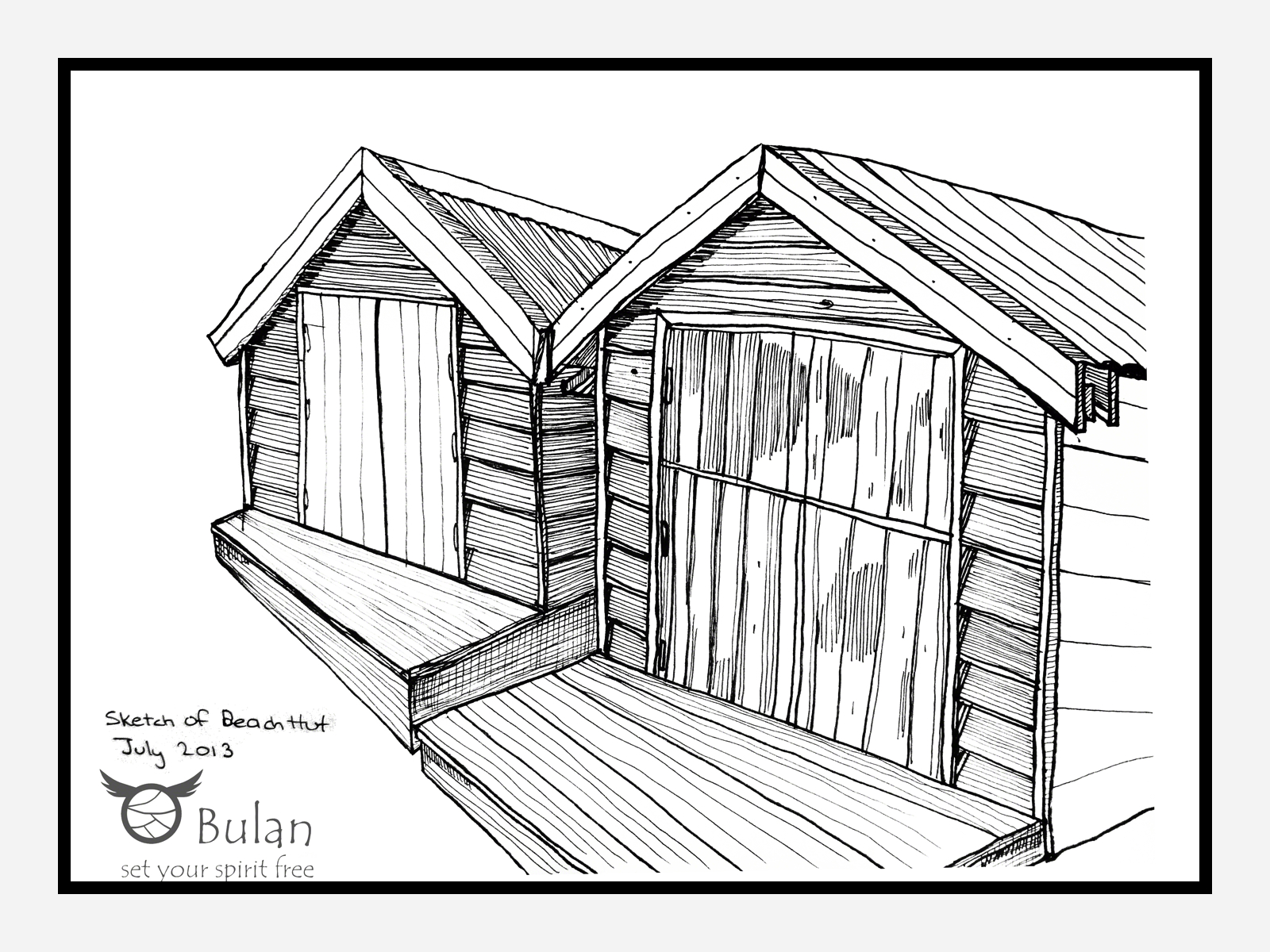 1600x1200 Sketch Of The Day Beach Huts - Beach Hut Drawing