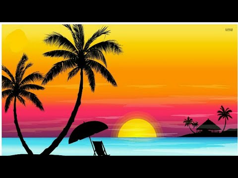 480x360 How To Draw Sunset Scenery Of Beach Step - Beach Landscape Drawing